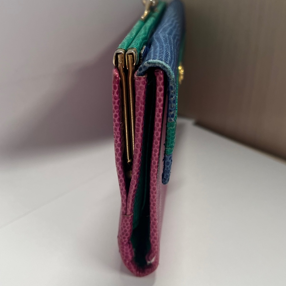 Neiman Marcus Reptile Embossed Multi Color Long C… - image 5